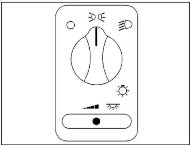 Diagram of a solar panel with labeled buttons and indicators for lighting, sun, and power