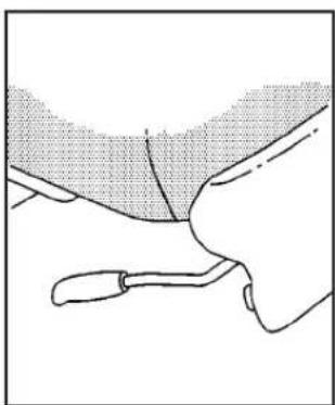 Simple line drawing of a hand holding a tool, with no text or symbols present