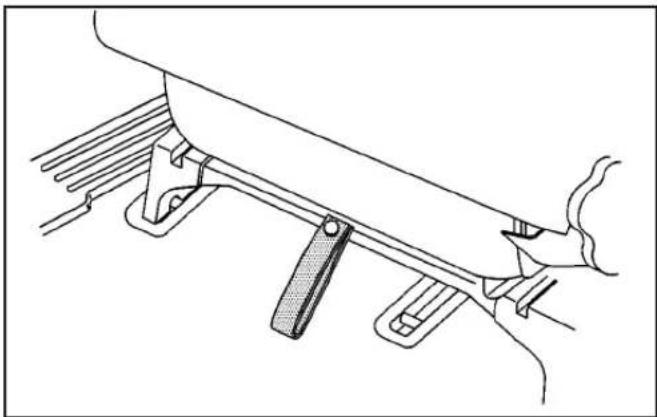 Line drawing of a mechanical assembly with a lever and base, no text or symbols present