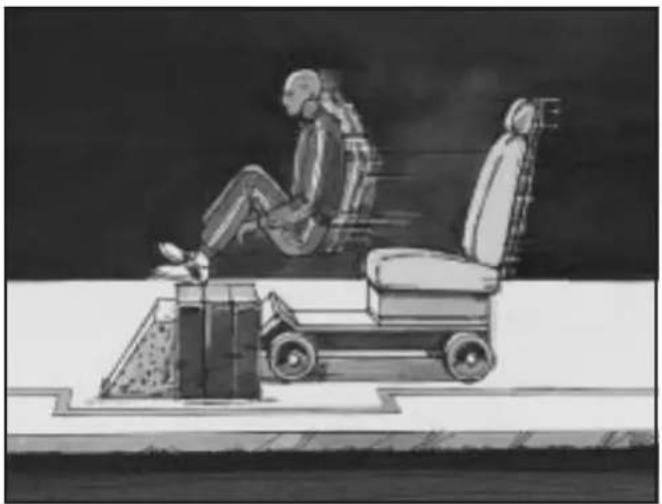 Illustration of a humanoid robot sitting on a platform next to a robotic vehicle (no text or symbols visible)