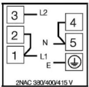3 L2 2 N 1 L1 E 4 5 ⊥ 2NAC 380/400/415 V