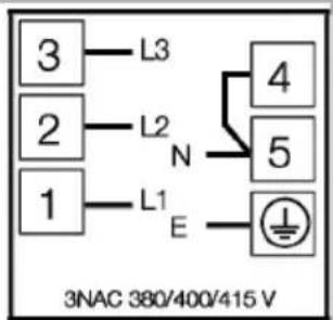 3 L3 2 L2 N 1 L1 E 4 5 3NAC 380/400/415 V