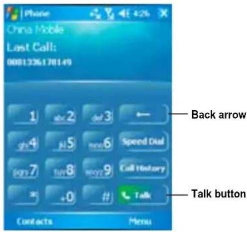 China Mobile Last Call: 0081336178149 Back arrow Talk button Contacts Menu