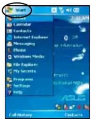 Start Calendar CartoonLx Internet Explorer Messaging Phizer Windows Media File Explorer My Secrets Programs Set focused Help Cell History Contacts 0 Off e Information tmarts to Read at HPS ASUS