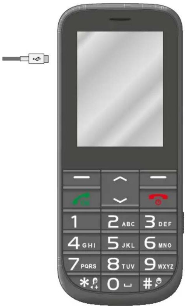 Image of a mobile phone with visible keypad, function keys, and status indicators on the screen.