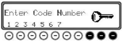Enter Code Number 1 2 3 4 5 6 7