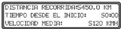 DISTANCIA RECORRIDA:S450.0 KM TIEMPO DESDE EL INICIO: SO:00 VELOCIDAD MEDIA: S120 KMH