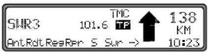 SUR3 101.6 TMC ↑ 138 Ant.Rdt.ReqRer S Sur → 10:23 KM