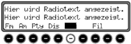 Hier wird Radiotext ansezeigt. Hier wird Radiotext ansezeigt. Fm Am Pty Dis ■ Fil