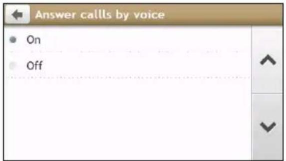 Answer calls by voice • On • Off