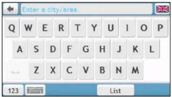 Enter a city/area Q W E R T Y U I O P A S D F G H J K L Z X C V B N M 123 List