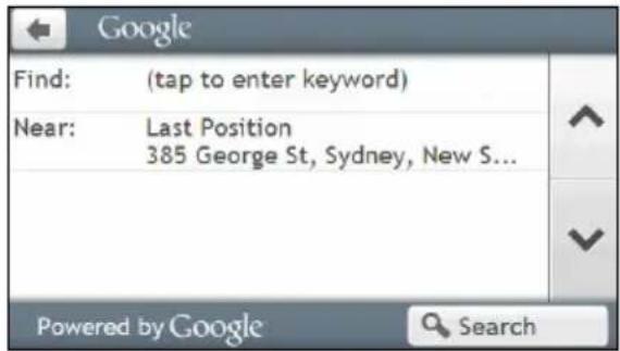 Google Find: (tap to enter keyword) Near: Last Position 385 George St, Sydney, New S... Powered by Google Search