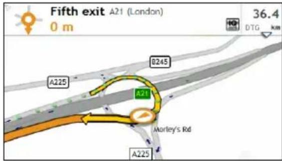 Fifth exit A21 (London) 0 m 36.4 DTG km A225 B245 A21 Morley's Rd A225