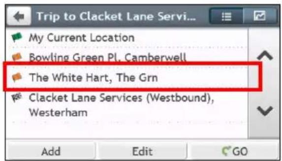 Trip to Clacket Lane Servi... My Current Location Bowling Green Pl, Camberwell The White Hart, The Grn Clacket Lane Services (Westbound), Westerham Add Edit GO