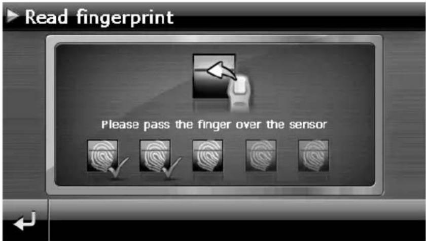 Read fingerprint Please pass the finger over the sensor