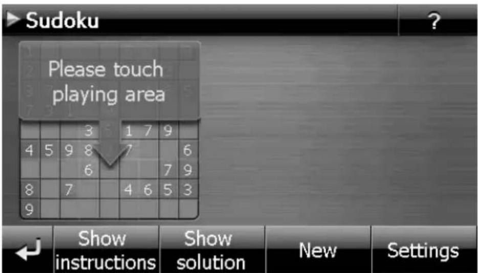 Sudoku Please touch playing area Show instructions Show solution New Settings
