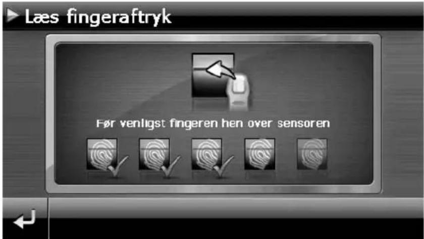 Læs fingeraftryk Før venligst fingeren hen over sensoren