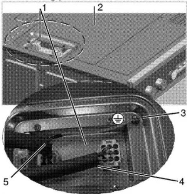 Technical diagram of a vehicle interior with numbered components, likely for maintenance or repair instructions.