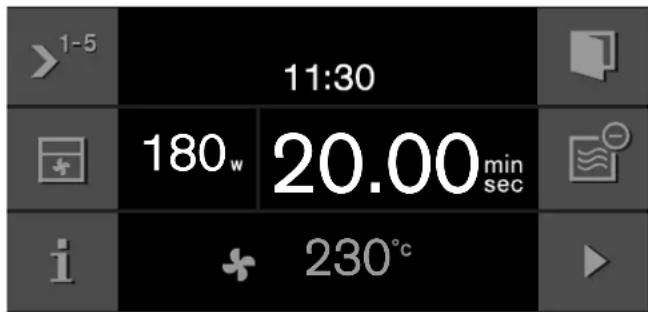 1-5 11:30 180w 20.00min sec i 230°c