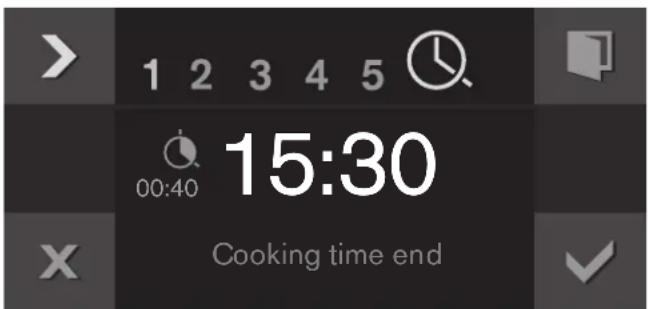 1 2 3 4 5 00:40 15:30 Cooking time end