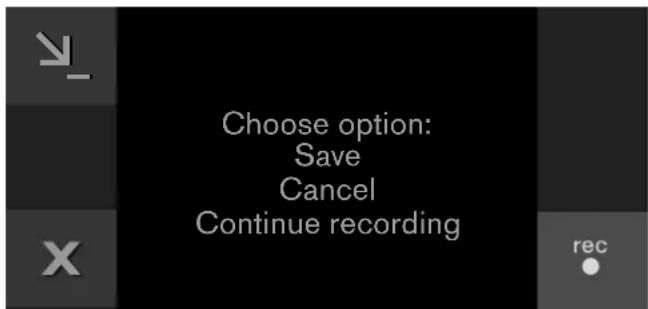 Choose option: Save Cancel Continue recording