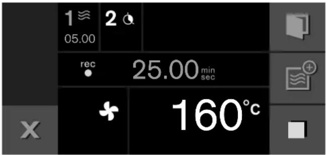 1 ≈ 2 05.00 rec 25.00 min sec 160°C