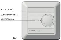 Bi-LED diode Adjustment wheel On/Off button Figure 1