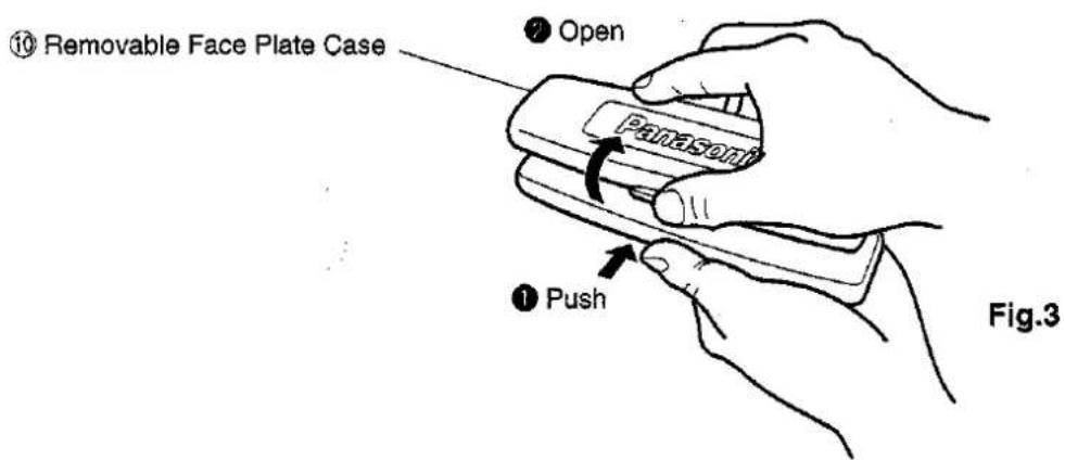 ⑩ Removable Face Plate Case ② Open Panasonic ① Push Fig.3
