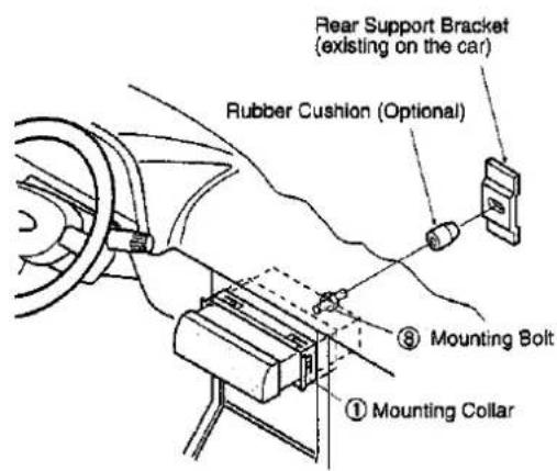 Rear Support Bracket (existing on the car) Rubber Cushion (Optional) Mounting Bolt Mounting Collar
