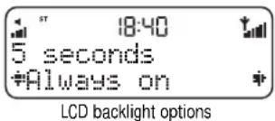 18:40 5 seconds +Always on LCD backlight options