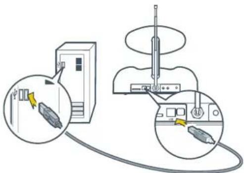 Diagram showing cable connection to a server with two cables, one emitting a yellow arrow and the other emitting a black arrow.