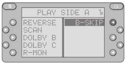 PLAY SIDE A REVERSE SCAN DOLBY B DOLBY C R-MON B-SKIP