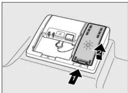 Diagram of a device with labeled parts and directional arrows indicating components