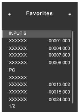 Favorites INPUT 6 XXXXXXXX 00001.000 XXXXXXXX 00004.000 XXXXXXXX 00007.000 XXXXXXXX 00009.000 PC XXXXXXXX XXXXXXXX 00013.002 XXXXXXXX 00015.000 XXXXXXXX 00024.000 1/2