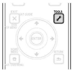 EXIT SAT GUIDE DVD TOP MENU ENTER HOME MENU SAT / DVD MENU TOOLS RETURN