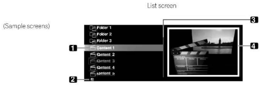 (Sample screens) List screen 1 Folder 1 Folder 2 Folder 3 Content 1 Content 2 Content 3 Content 4 Content 5 20 3 4