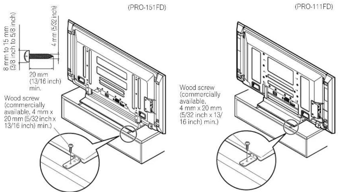 (PRO-151FD) 20 mm (3/8 inch to 5/8 inch) 4 mm (5/32 inch) Wood screw (commercially available, 4 mm x 20 mm (5/32 inch x 13/16 inch) min.) (PRO-111FD) Wood screw (commercially available, 4 mm x 20 mm (5/32 inch x 13/ 16 inch) min.)