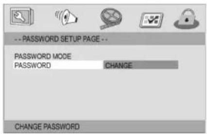 -- PASSWORD SETUP PAGE -- PASSWORD MODE PASSWORD CHANGE CHANGE PASSWORD