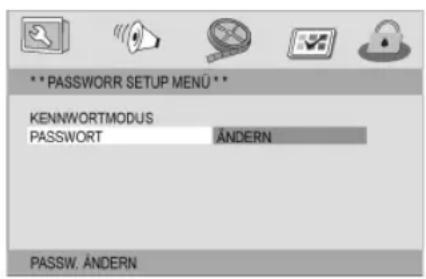 *** PASSWORD SETUP MENU ** KENNWORTMODUS PASSWORD ÄNDERN PASSW. ÄNDERN