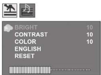 BRIGHT 10 CONTRAST 10 COLOR 10 ENGLISH RESET