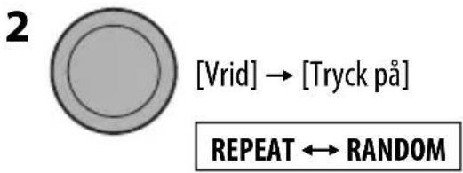 2 [Vrid] → [Tryck på] REPEAT ↔ RANDOM