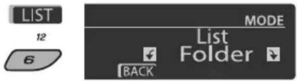 LIST 12 6 MODE List Folder BACK