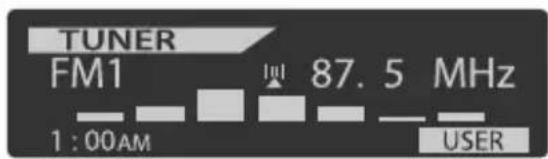 TUNER FM1 1:00AM 87.5 MHz USER