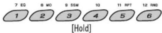 7 EQ 8 MO 9 SSM 10 11 RPT 12 RND 1 2 3 4 5 6 [Hold]