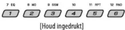 7 EQ 8 NO 9 SSM 10 11 RPT 12 RND 1 2 3 4 5 6 [Houd ingedrukt]