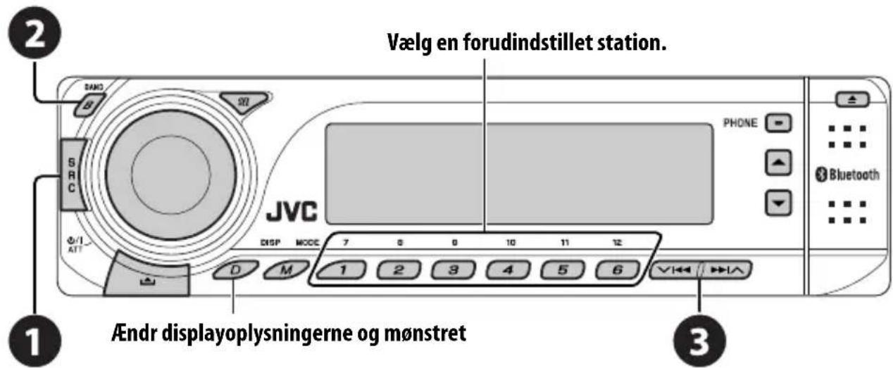Vælg en forudindstillet station. JVC ENDr displayoplysningerne og mønstret