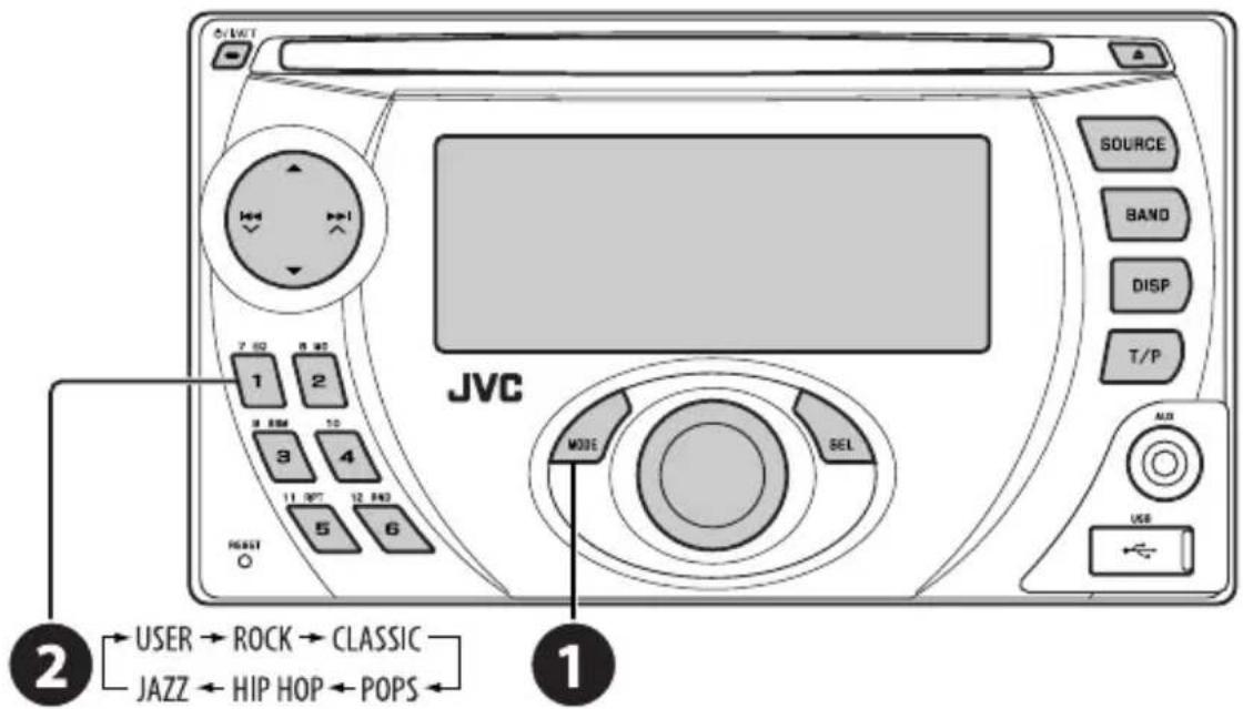 JVC KW-XG701E - Kiezen van een vastgelegde geluidsfunctie - 1
