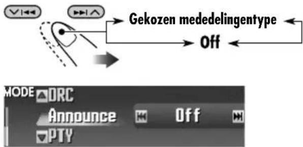 Gekozen mededelingentype Off MODE □DRC Announce Off ▼PTY