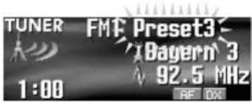 TUNER FM1 Preset3 Bagern 3 92.5 MHz 1:00 RF OK