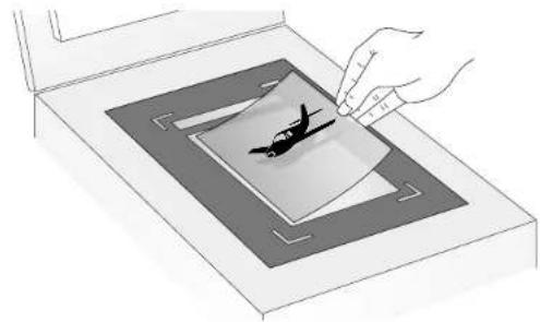 Illustration of a hand pressing down on a printed paper with an airplane symbol (no text or symbols present).